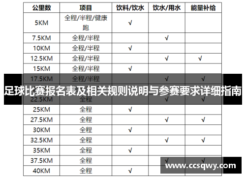 足球比赛报名表及相关规则说明与参赛要求详细指南